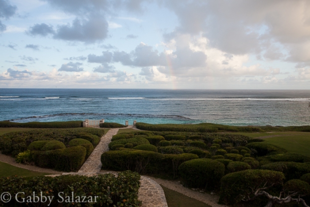 After the rain storm, a view from gardens by the ocean in Punta Cana, Dominican Republic. 